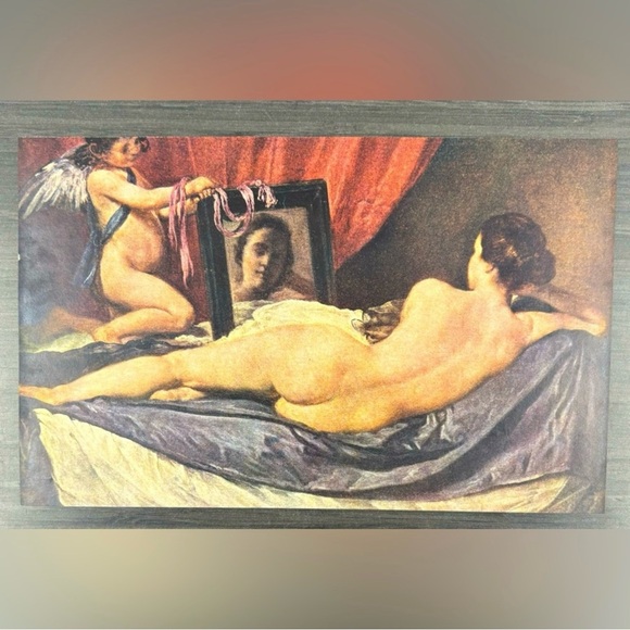 Diego Rodríguez de Silva y Velázquez Venus Cupid Original Vintage Fine Art Print - Picture 5 of 6